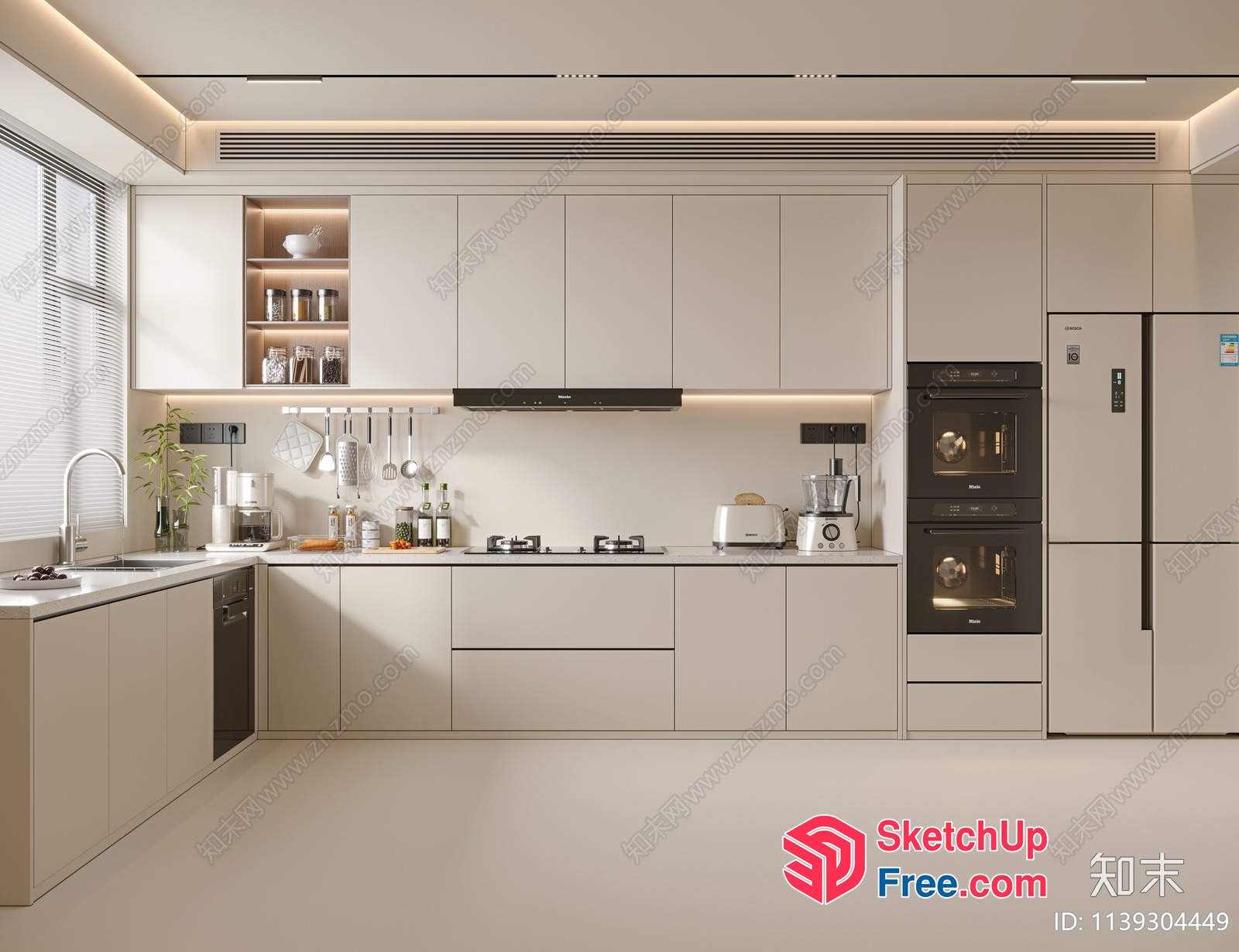 Modern Kitchen With Sleek Appliances And White Cabinets 3D SketchUp File