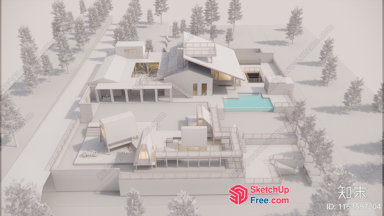 Modern Villa With Pool And Rooftop Terrace 3D SketchUp File