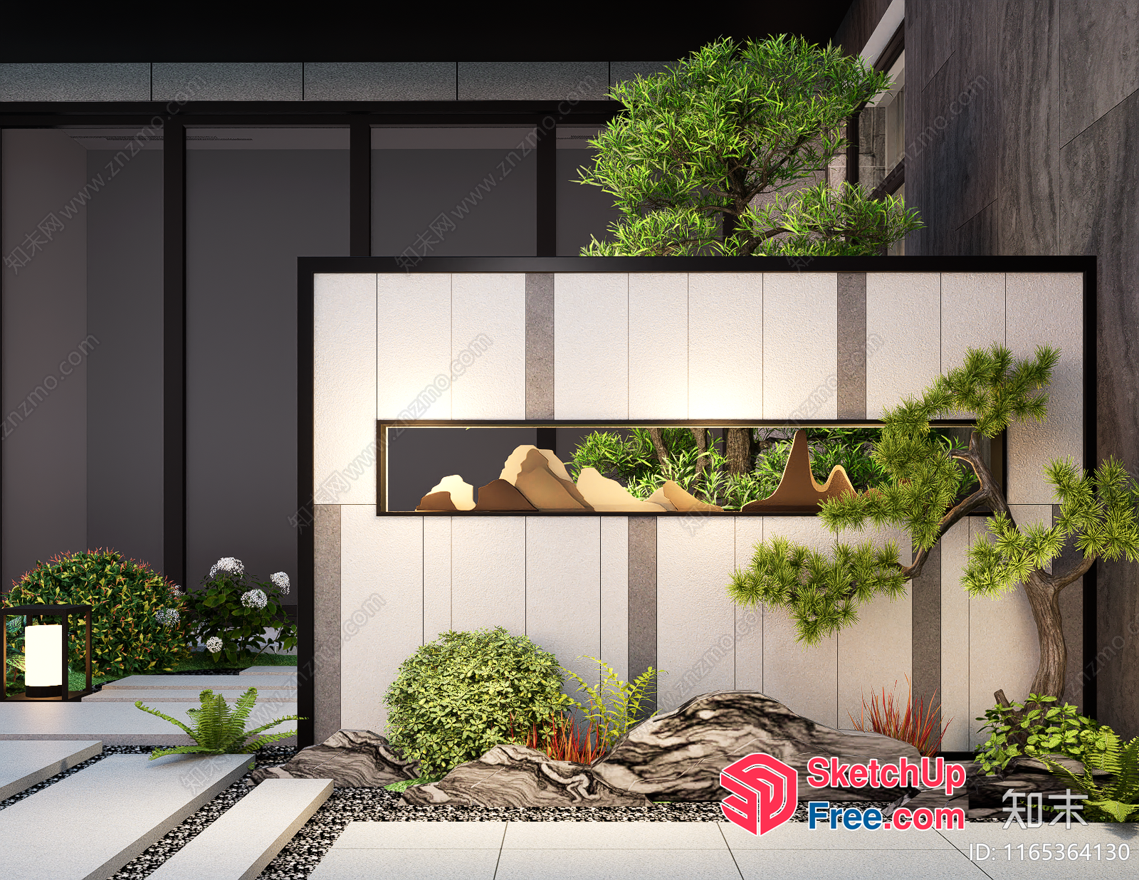 Serene Japanese-Inspired Garden Scene 3D SketchUp File