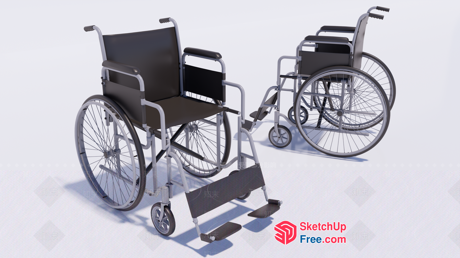 Wheelchair With Footrests And Armrests 3D SketchUp File