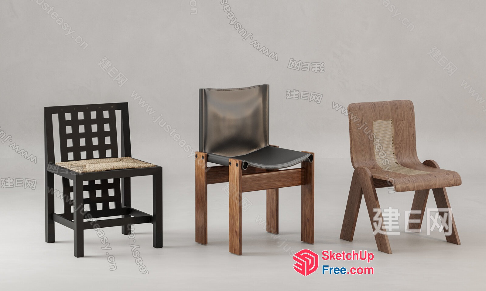 Three Different Types Of Chairs 3D SketchUp File