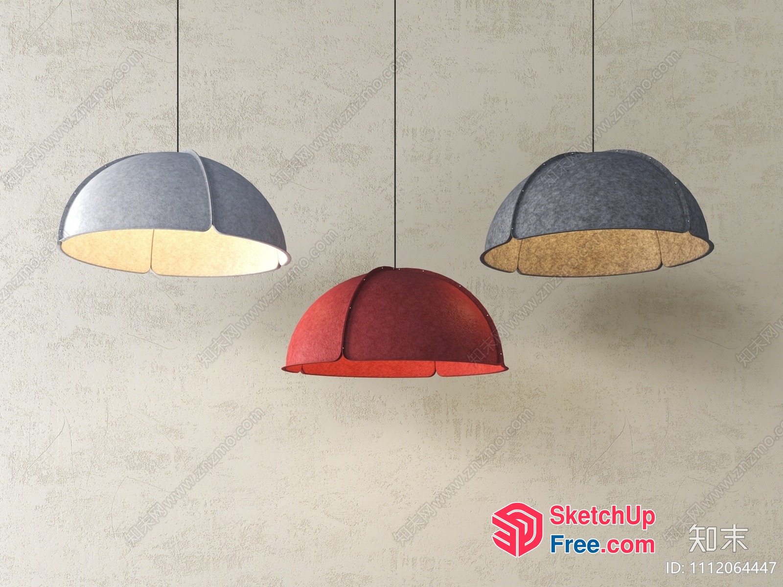 Suspended Ceiling Lamps With Colorful Shades 3D SketchUp File