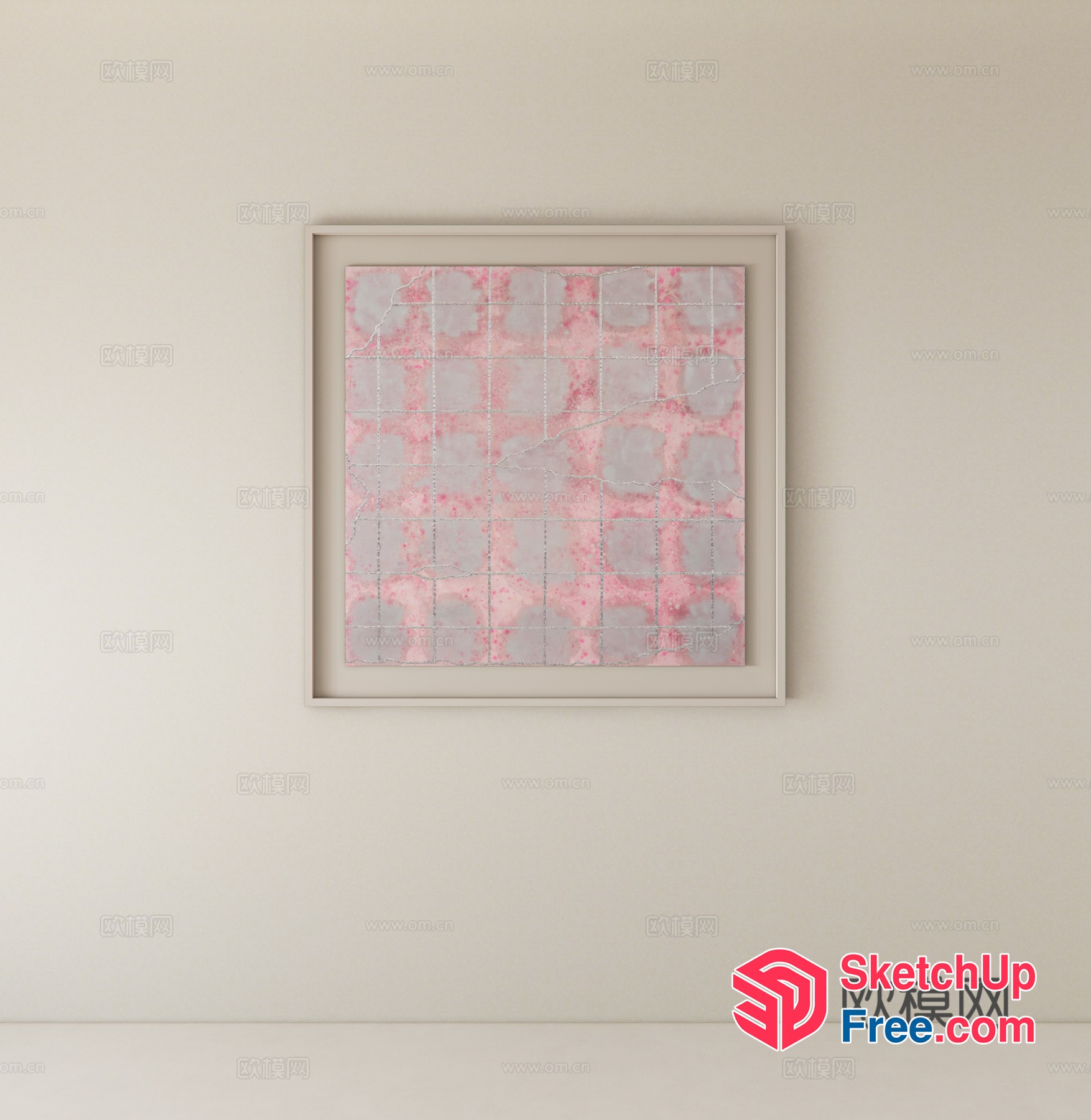 Minimalist Pink And Gray Patterned Wall Art 3D SketchUp File