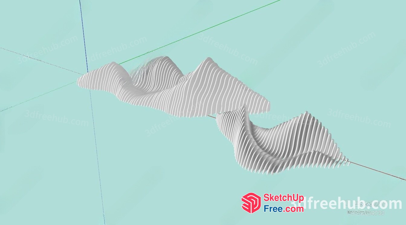 White Wave Patterned Ceiling Detail 3D SketchUp File