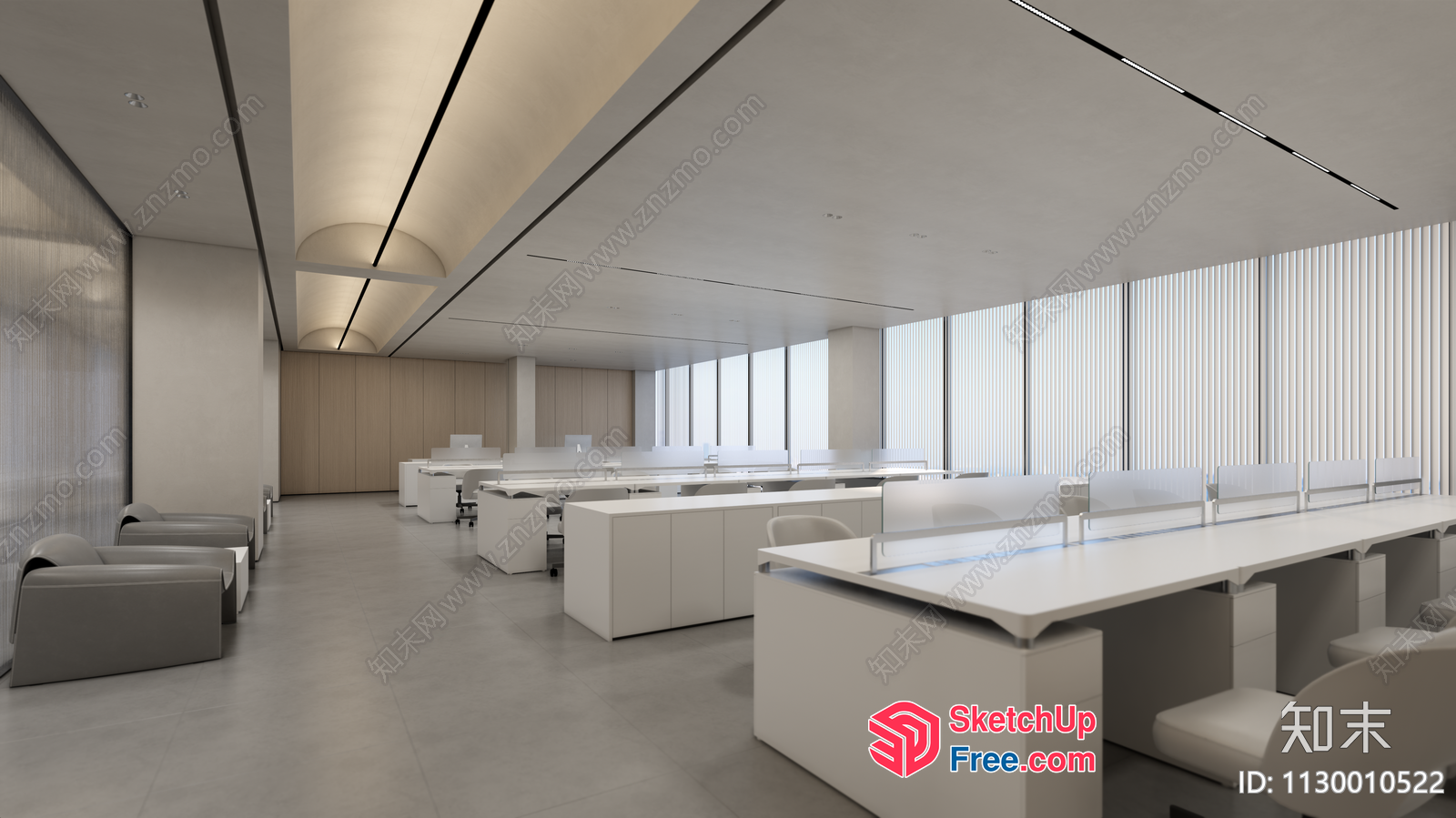 Clean Modern Office Space With Neutral Tones 3D SketchUp File
