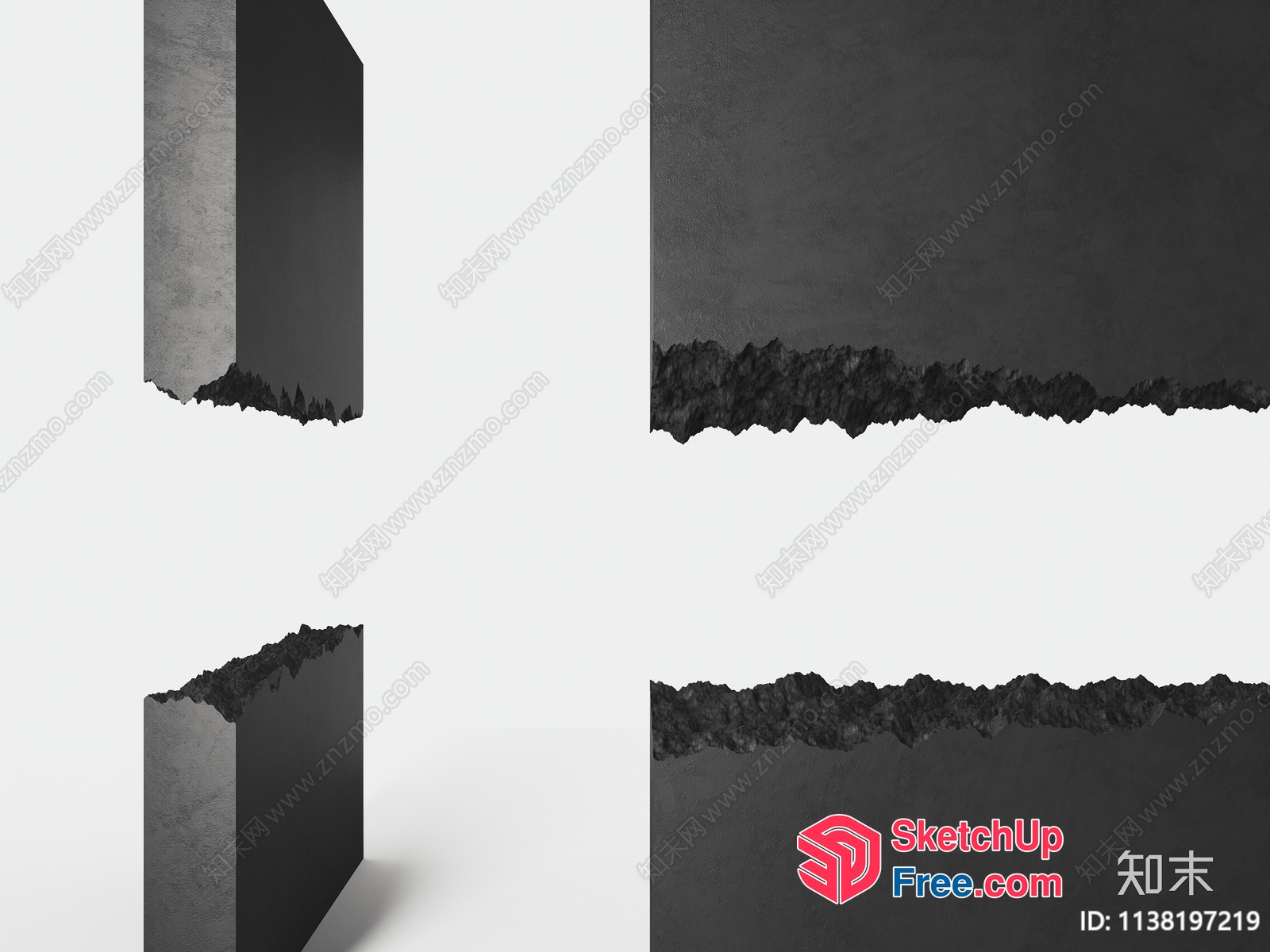 Black And Gray Torn Edge Paneling 3D SketchUp File