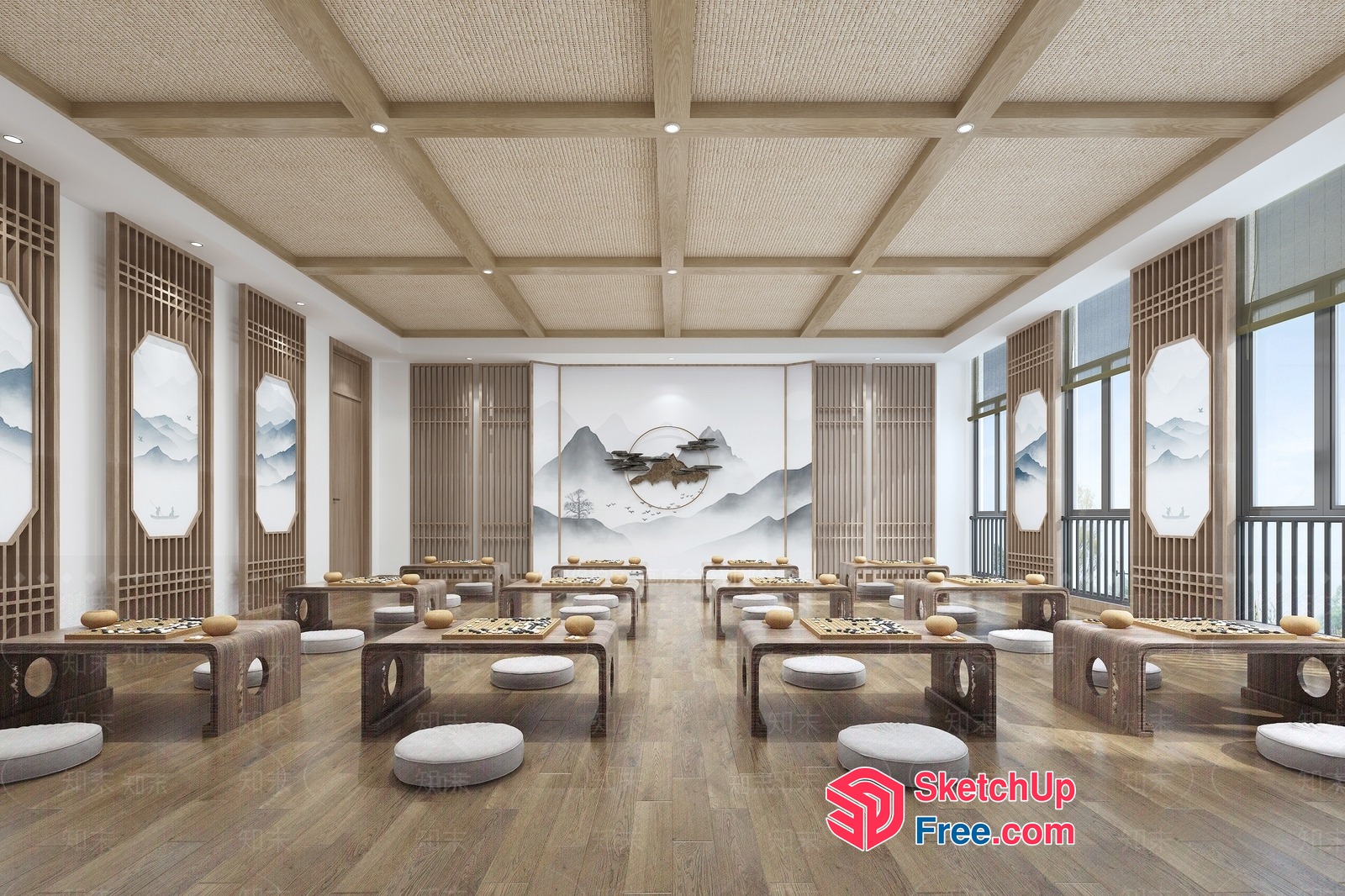 Traditional Asian-Inspired Interior Design 3D SketchUp File