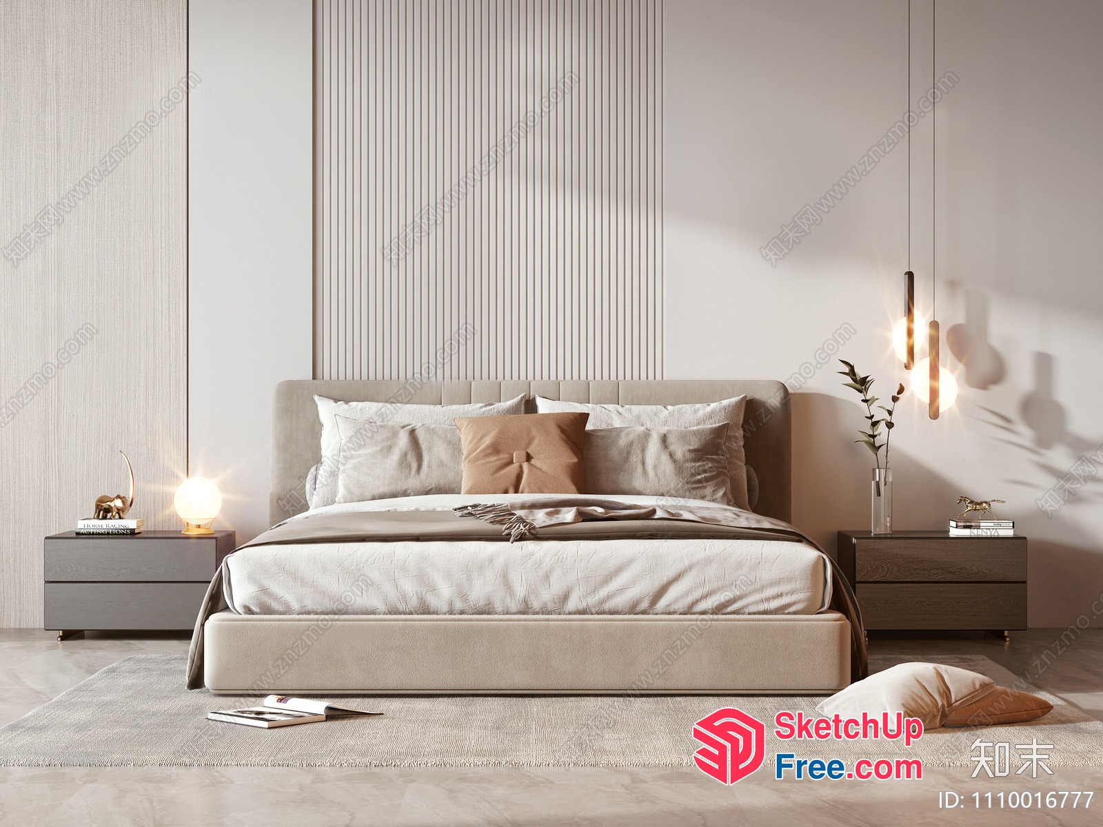 Modern Creamy Style Bedroom Interior 3D SketchUp File