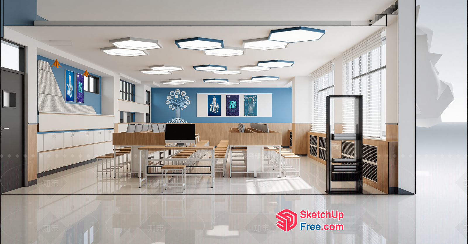 Modern Office Space With Sleek Furniture And Natural Light 3D SketchUp File
