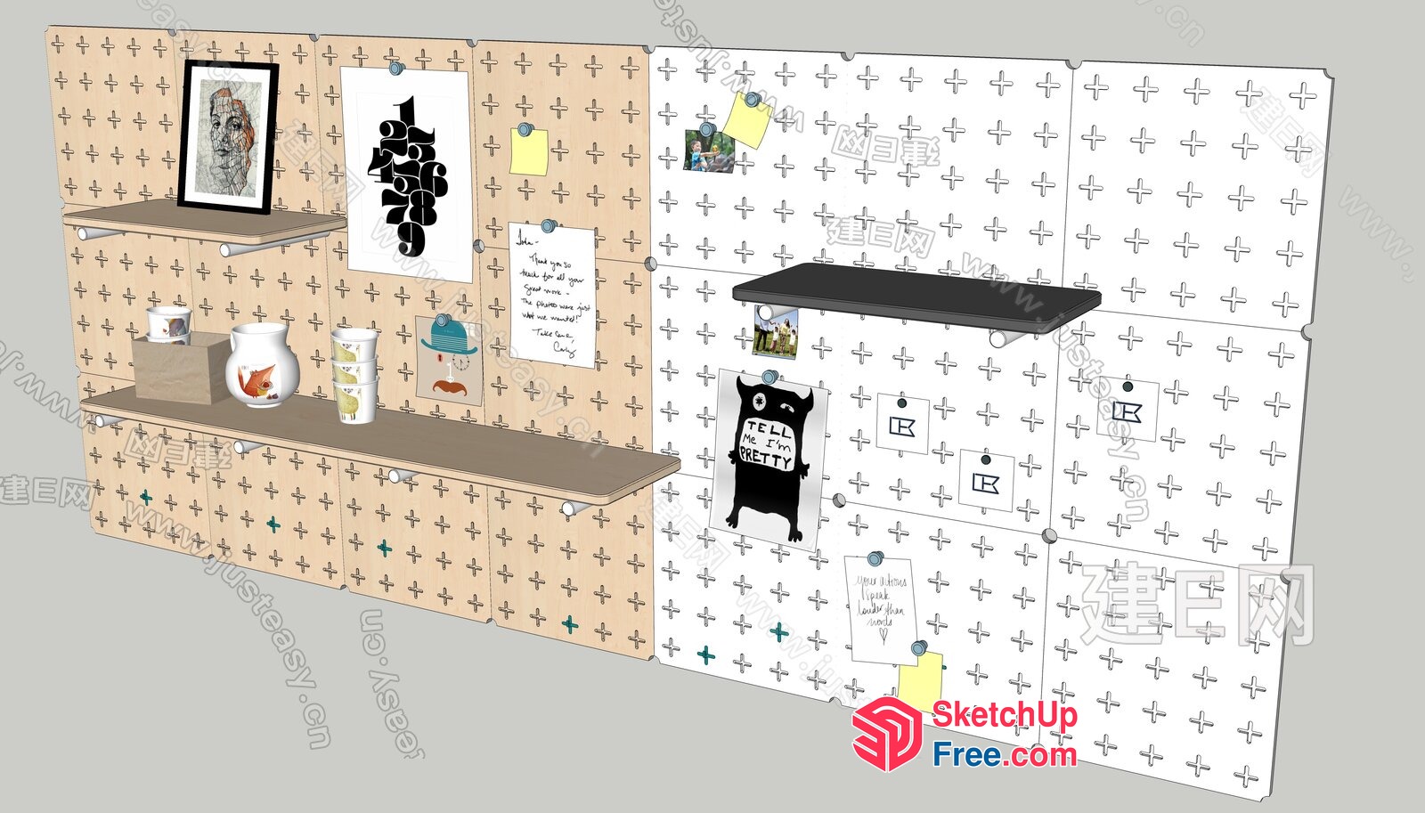 Decorative Wall Shelves And Art Pieces 3D SketchUp File