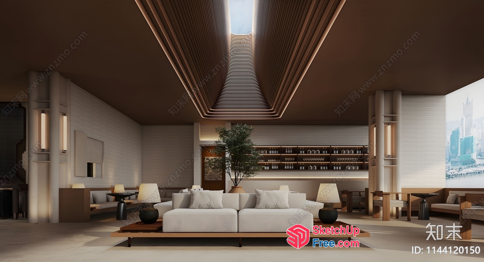 Luxurious Modern Japanese Style Living Room 3D SketchUp File