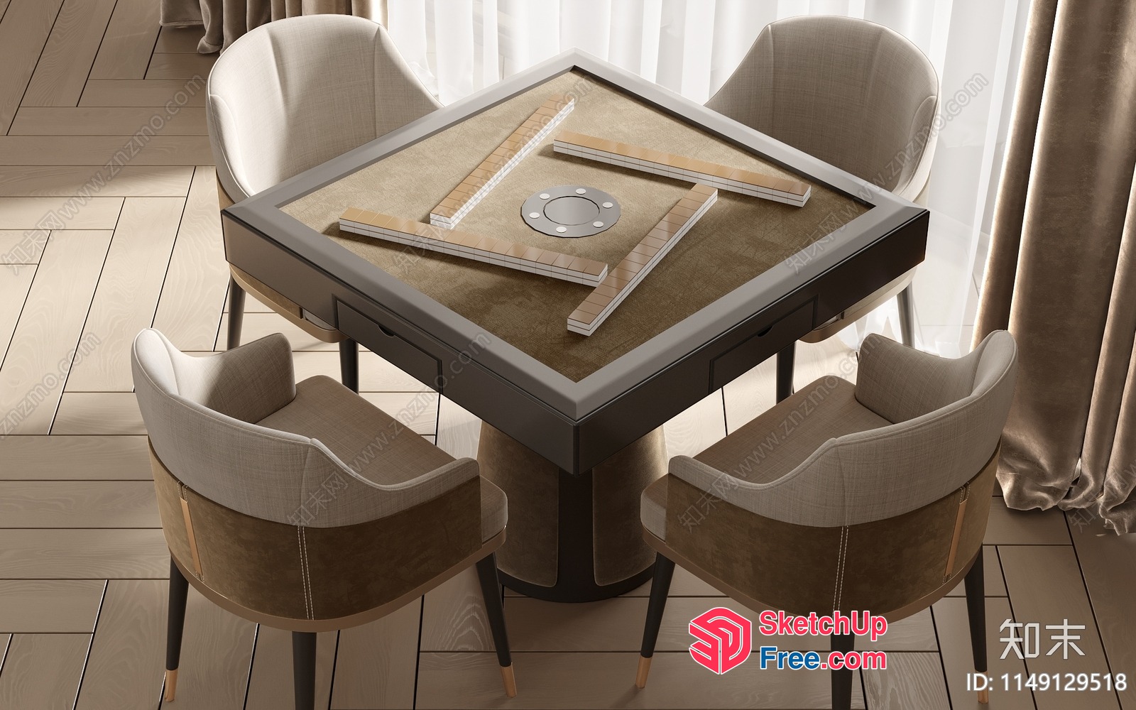 Modern Minimalist Dining Table Set With Elegant Chairs 3D SketchUp File