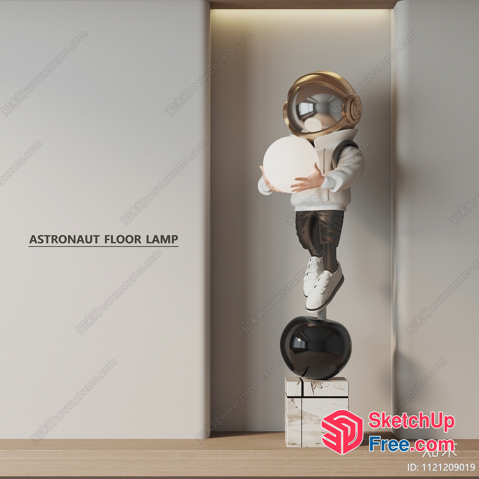 Astronaut Holding Light Ball Interior 3D SketchUp File