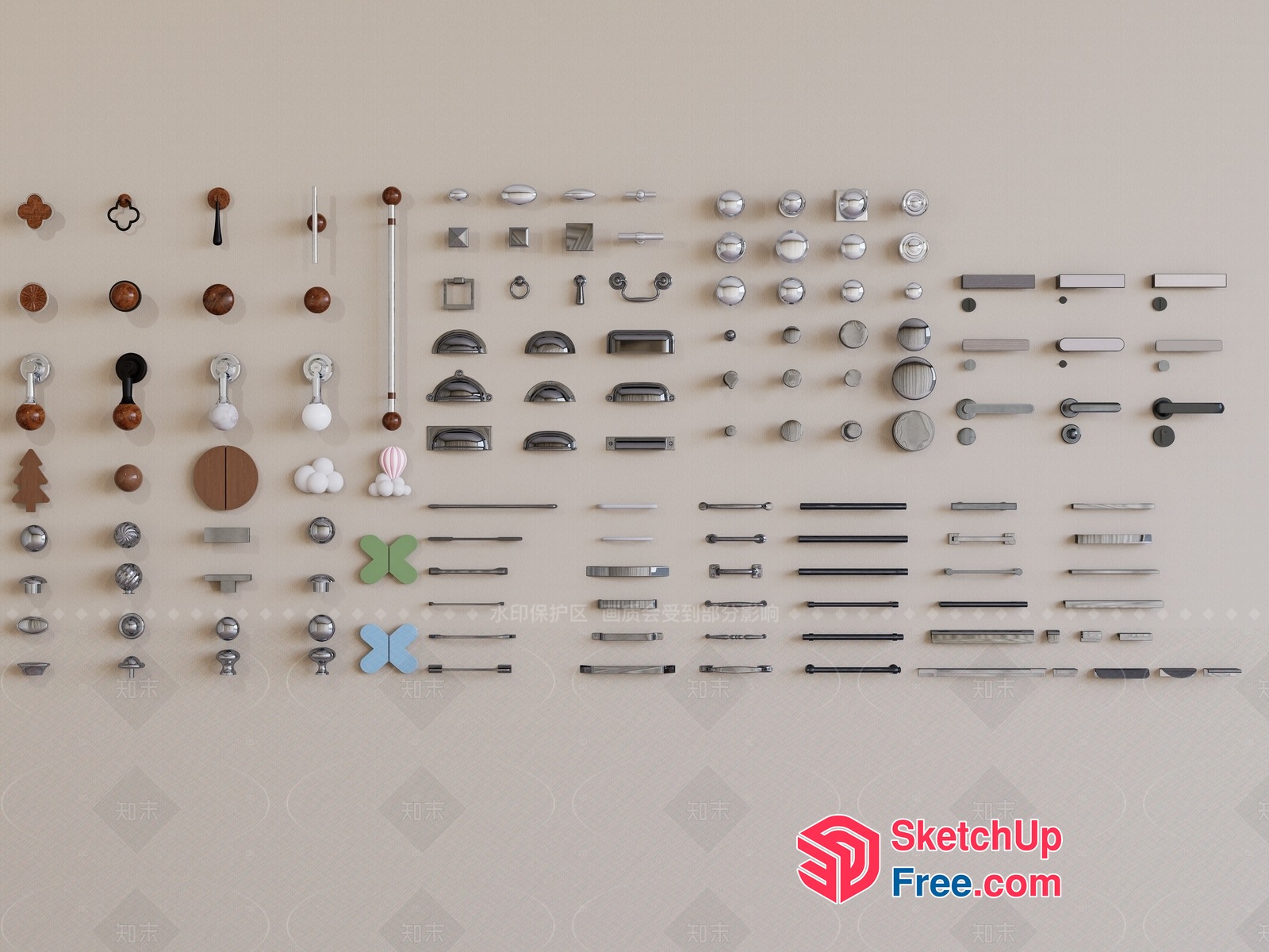 Hardware Collection For Doors And Windows 3D SketchUp File