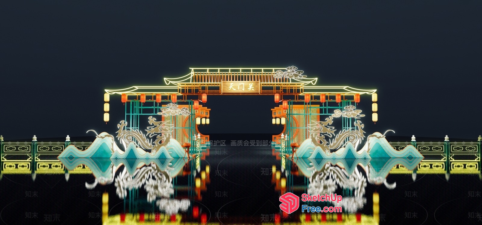 Traditional Asian Gate 3D SketchUp File