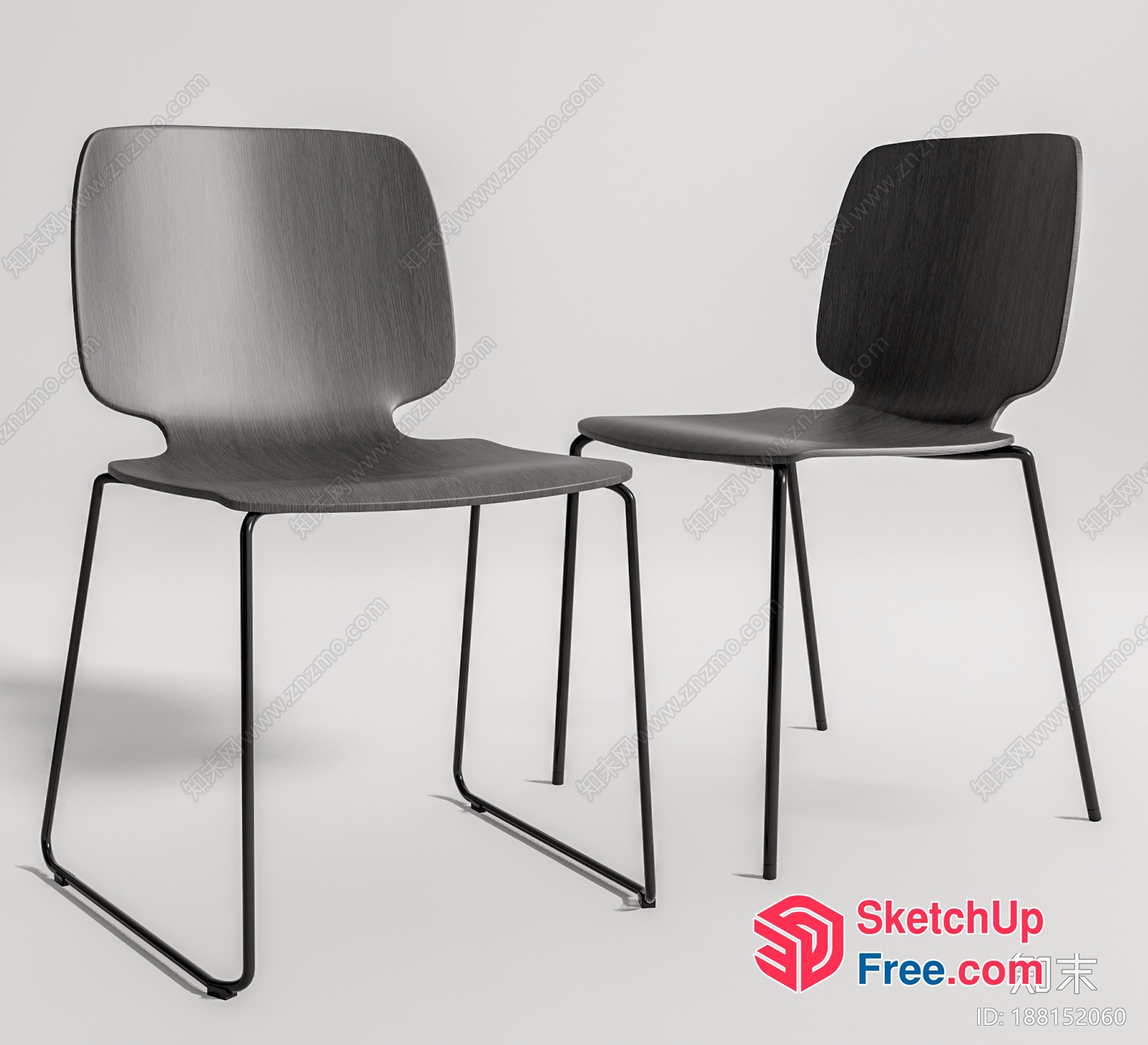 Two Simple Chairs With Metal Legs 3D SketchUp File