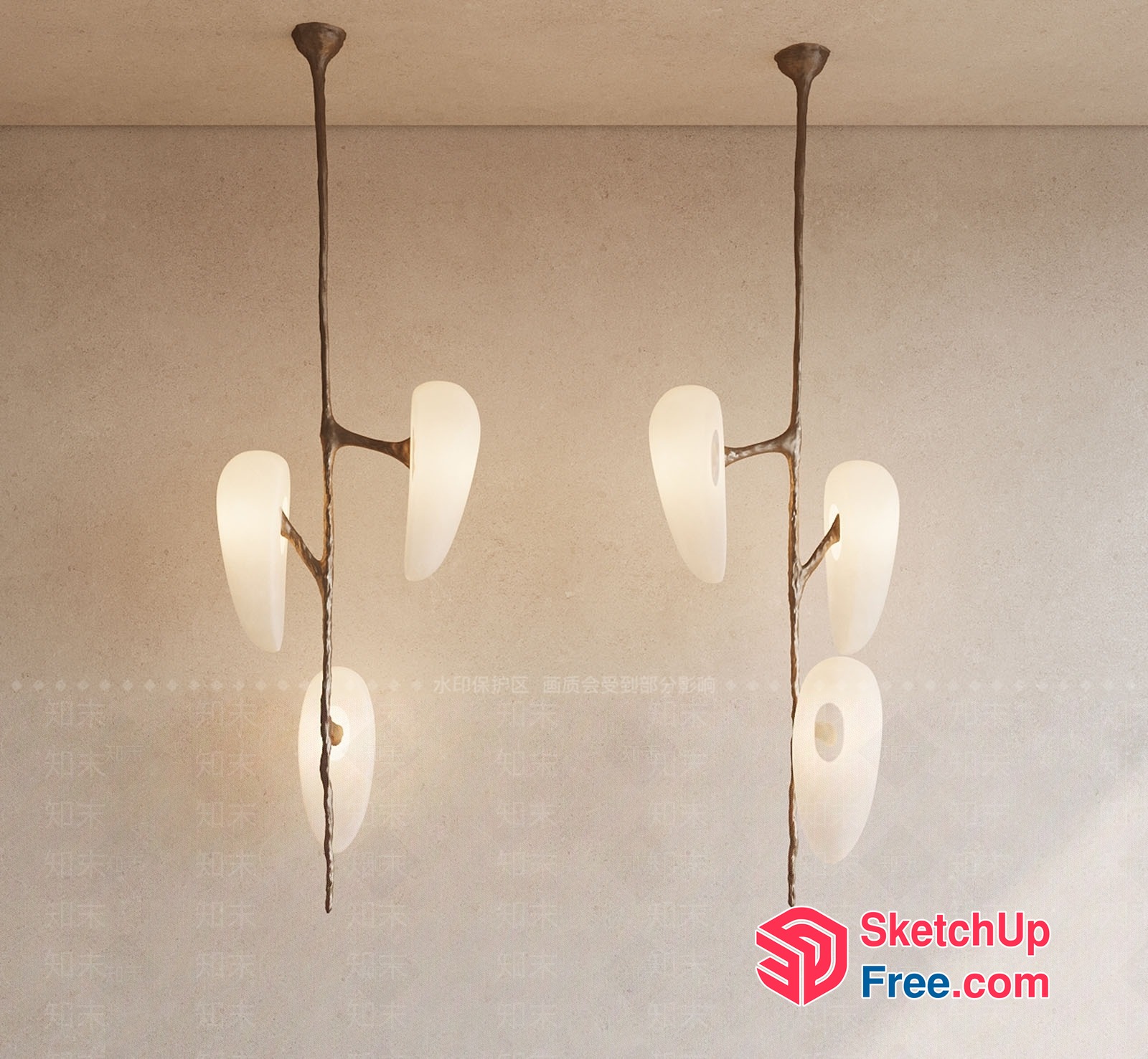 Elegant Hanging Light Fixtures With Unique Design 3D SketchUp File