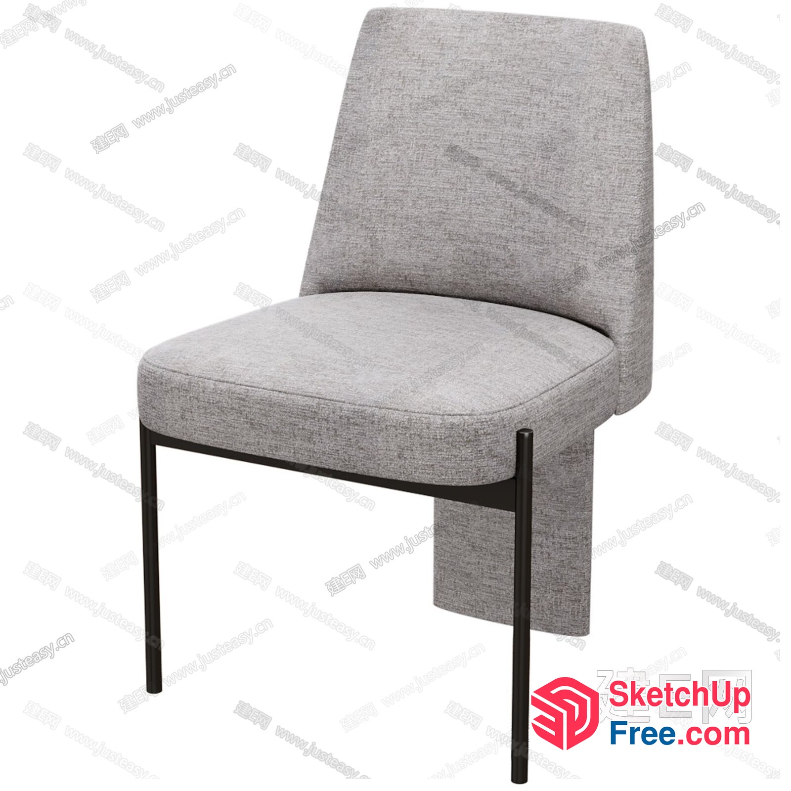 Modern Minimalist Grey Upholstered Chair 3D SketchUp File