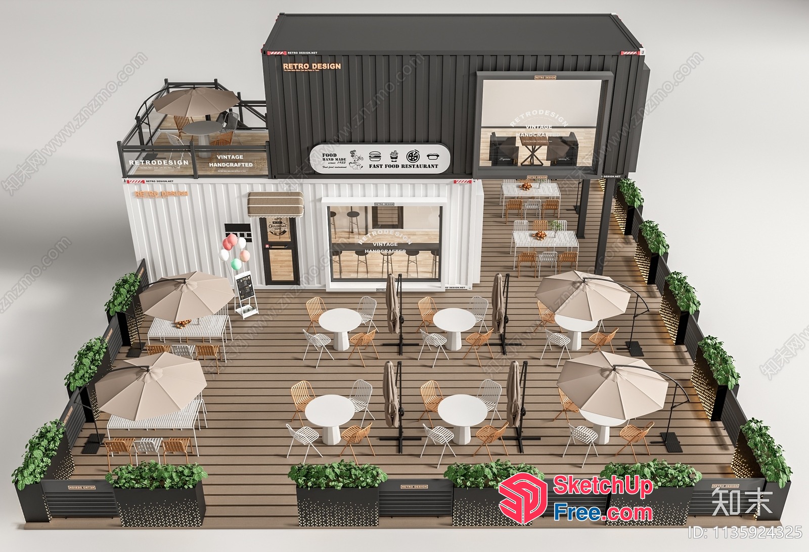 Retro Design Food Truck Restaurant 3D SketchUp File