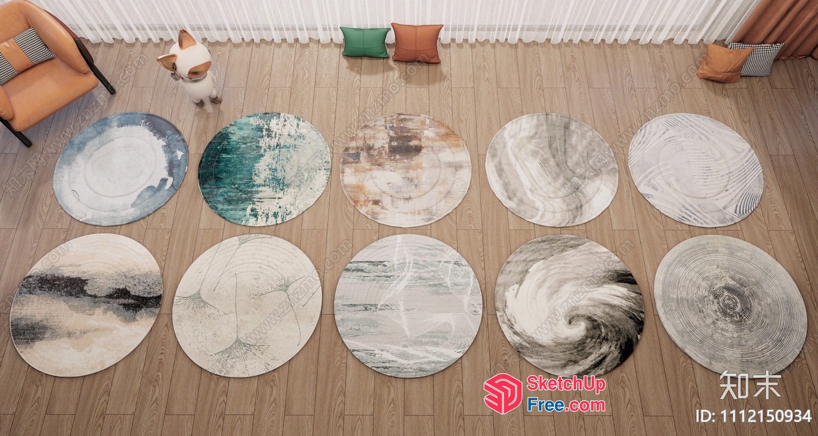 Round Rug Collection With Earthy And Oceanic Patterns 3D SketchUp File