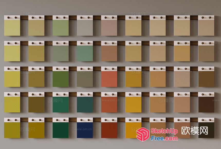 Colorful Paint Swatches On Wooden Rack 3D SketchUp File