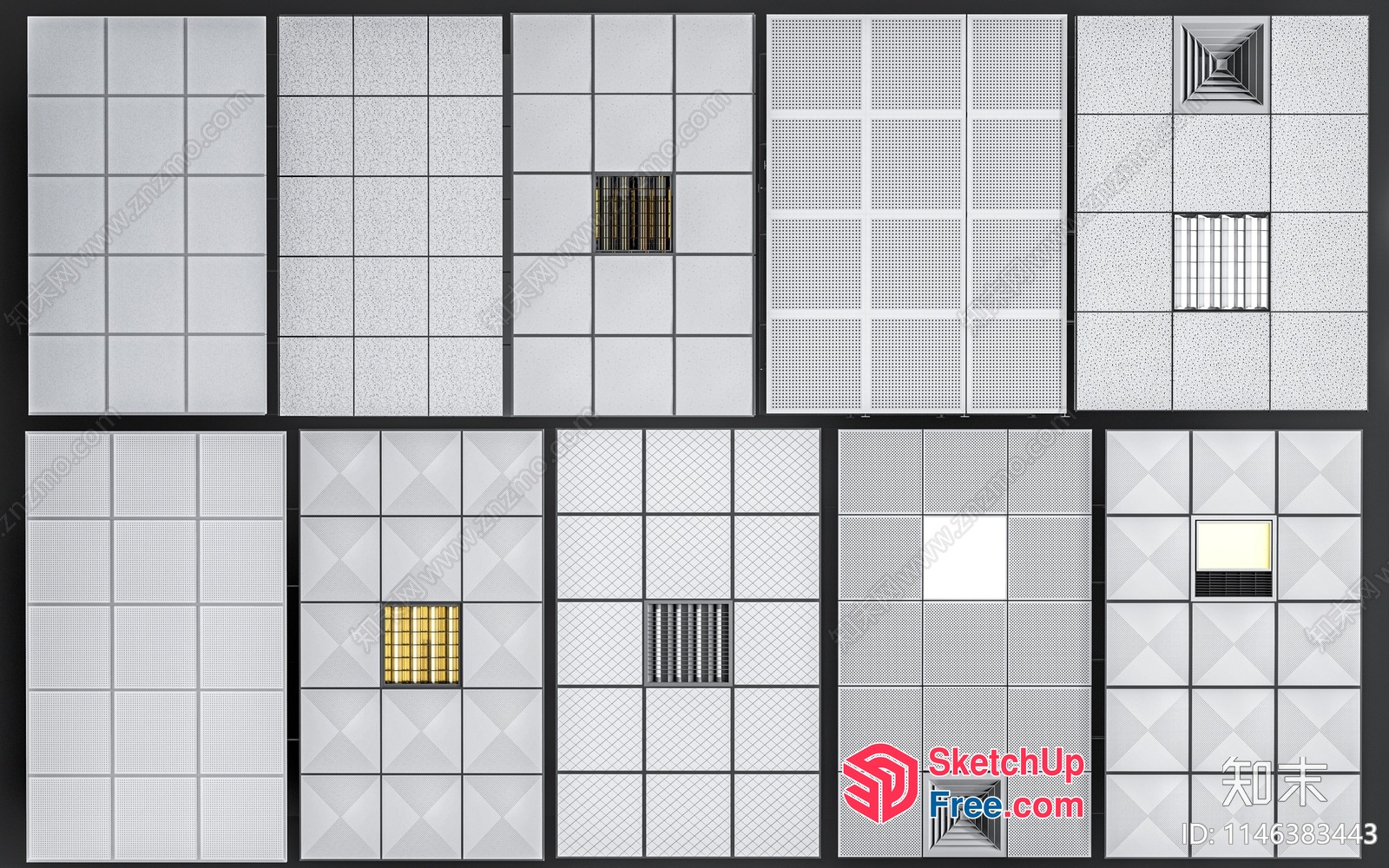 Various Ceiling Tiles Designs 3D SketchUp File