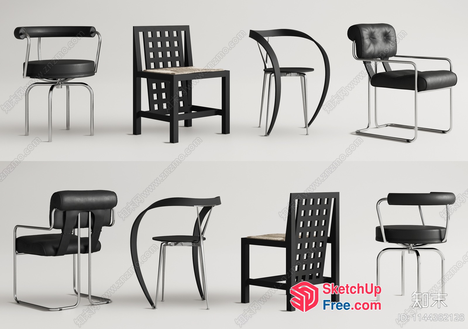 Modern Black And Silver Chairs 3D SketchUp File