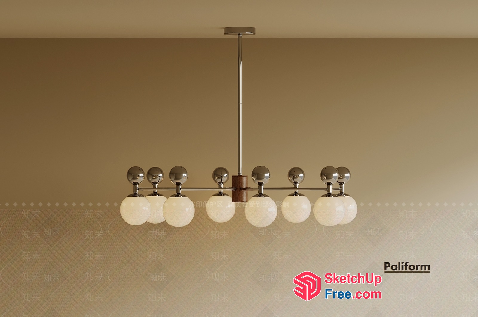 Poliform Chandelier With Glass Balls 3D SketchUp File