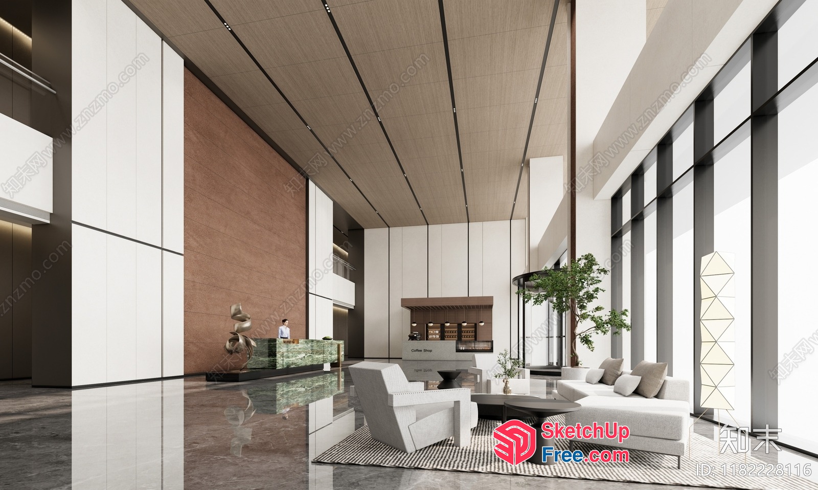 Modern Office Space With High Ceilings And Natural Light 3D SketchUp File