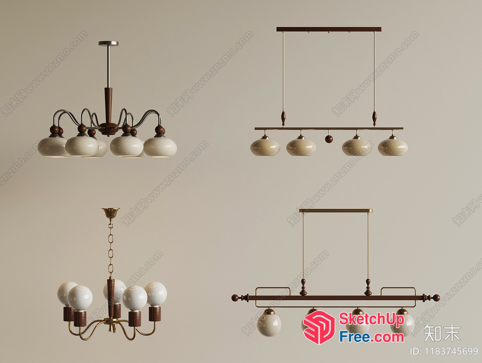 Modern Lighting Fixtures For Dining Room And Living Room 3D SketchUp File