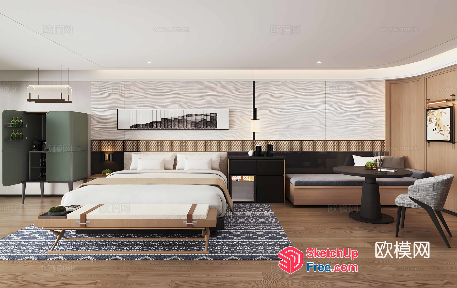 Modern Minimalist Bedroom With Sleek Furniture And Neutral Tones 3D SketchUp File
