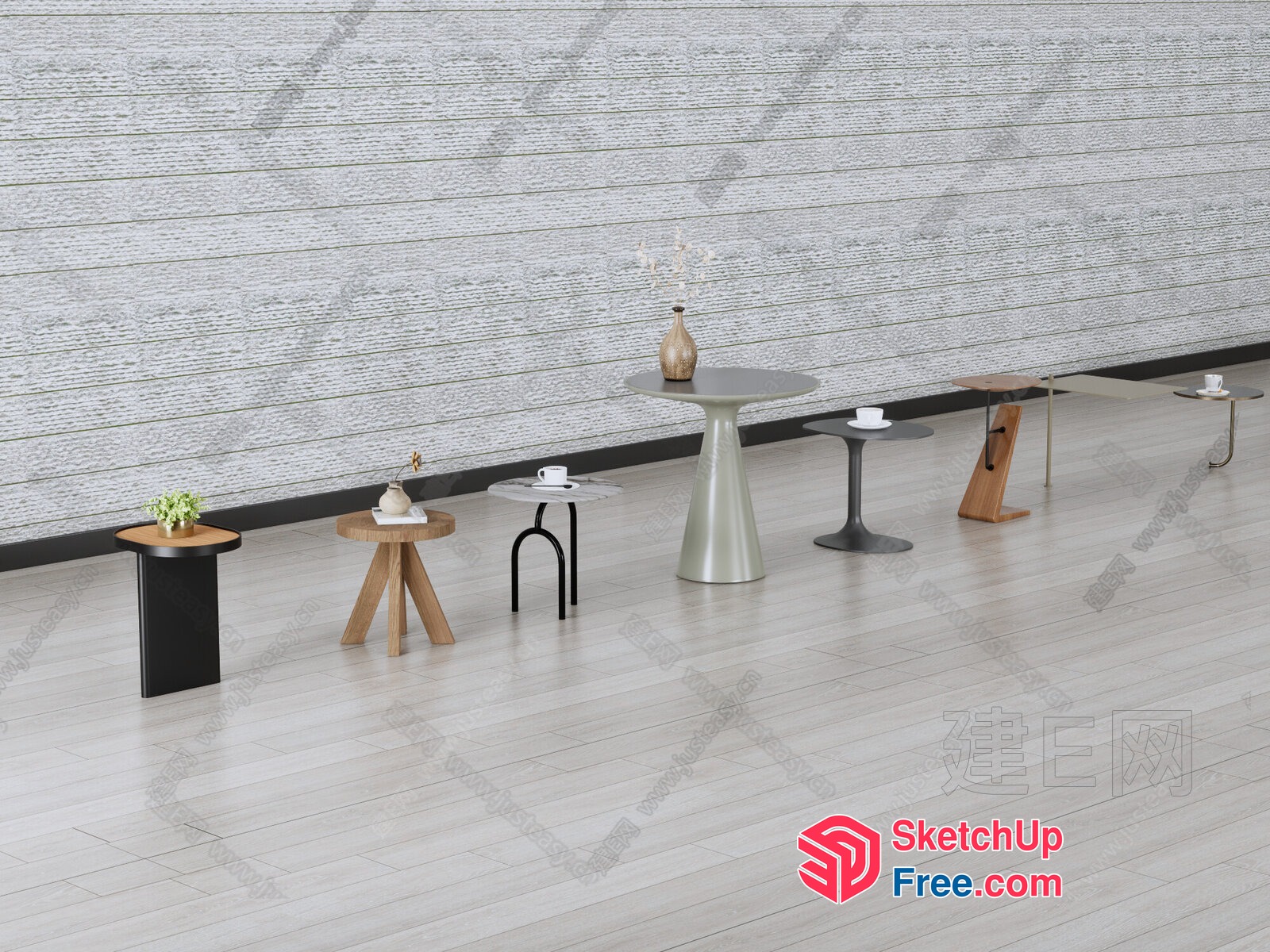 Minimalist Modern Coffee Table Set 3D SketchUp File