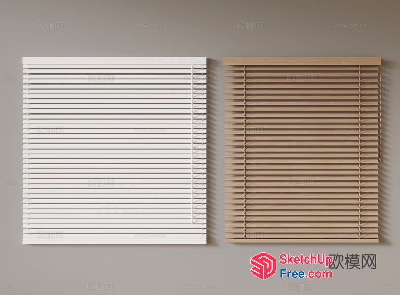 Minimalist Window Blinds In White And Beige 3D SketchUp File