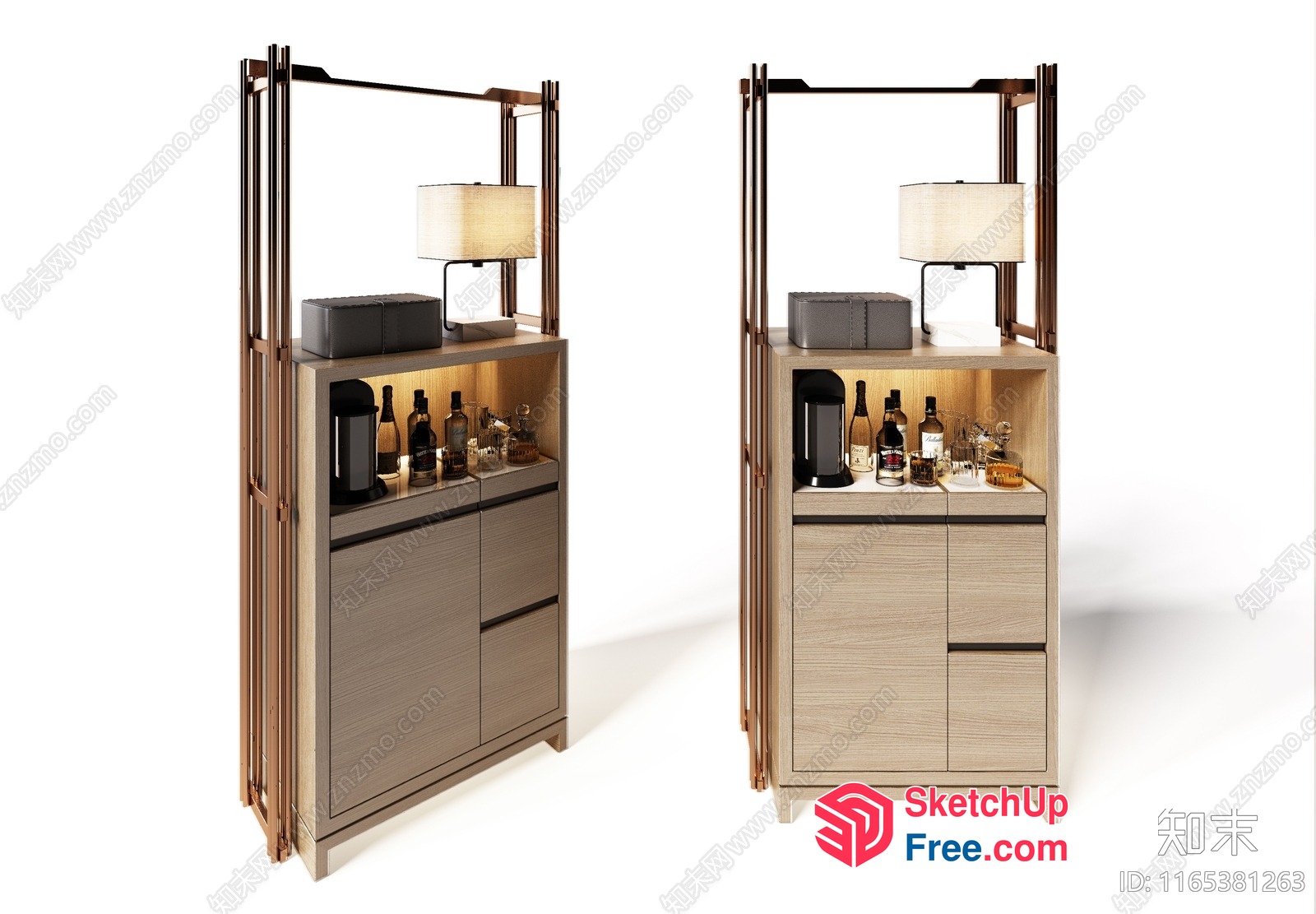 Elegant Bar Cabinets With Storage And Lighting 3D SketchUp File