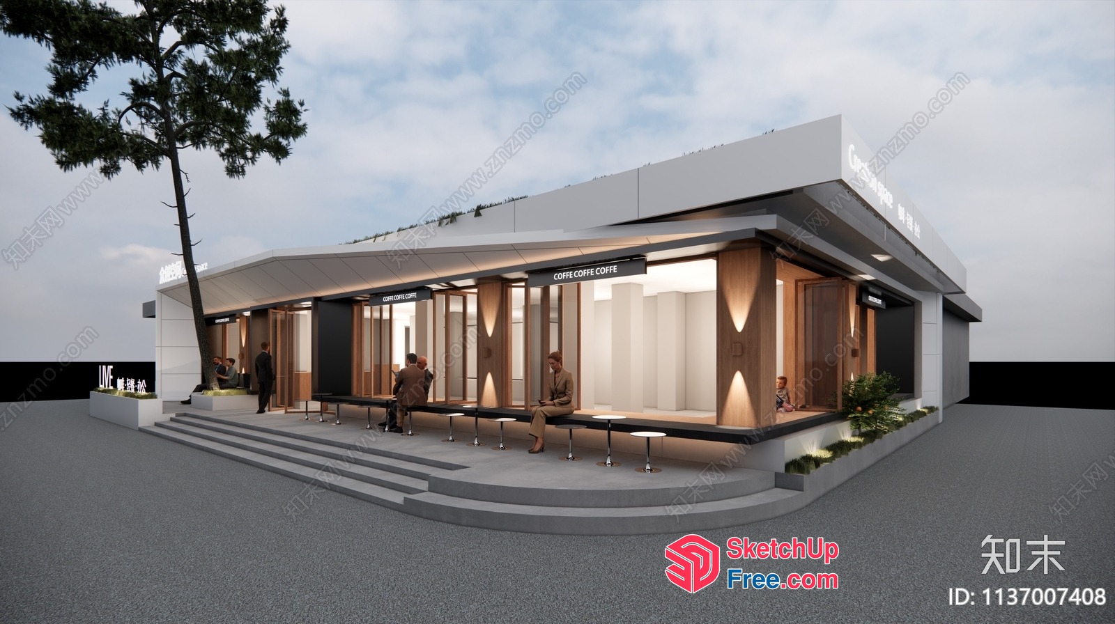 Modern Commercial Building Exterior 3D SketchUp File