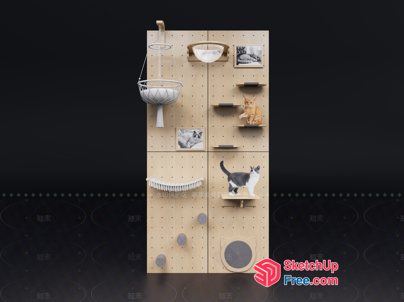 Modern Cat Playground Wall 3D SketchUp File