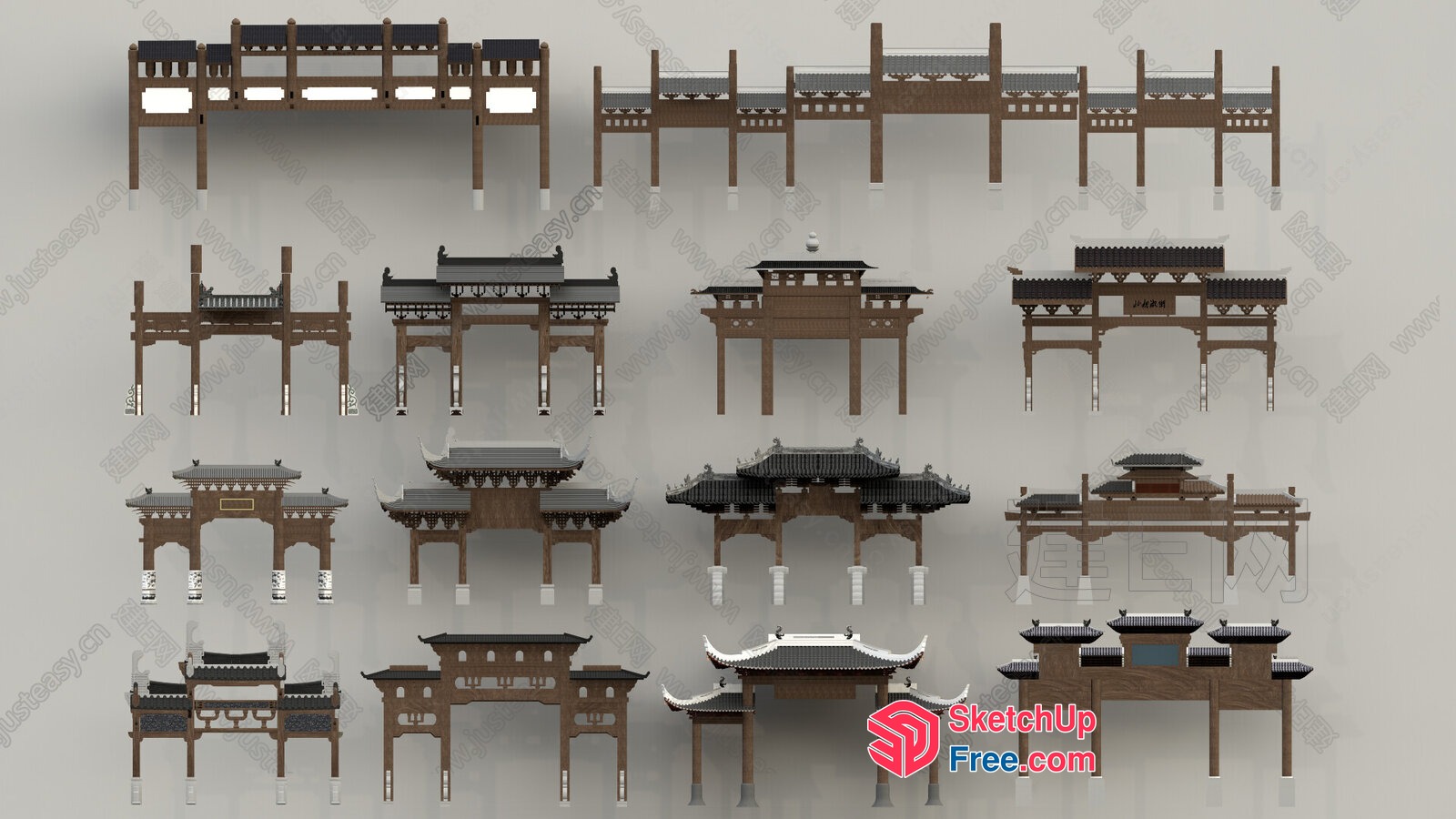 Traditional Chinese Architectural Elements 3D SketchUp File