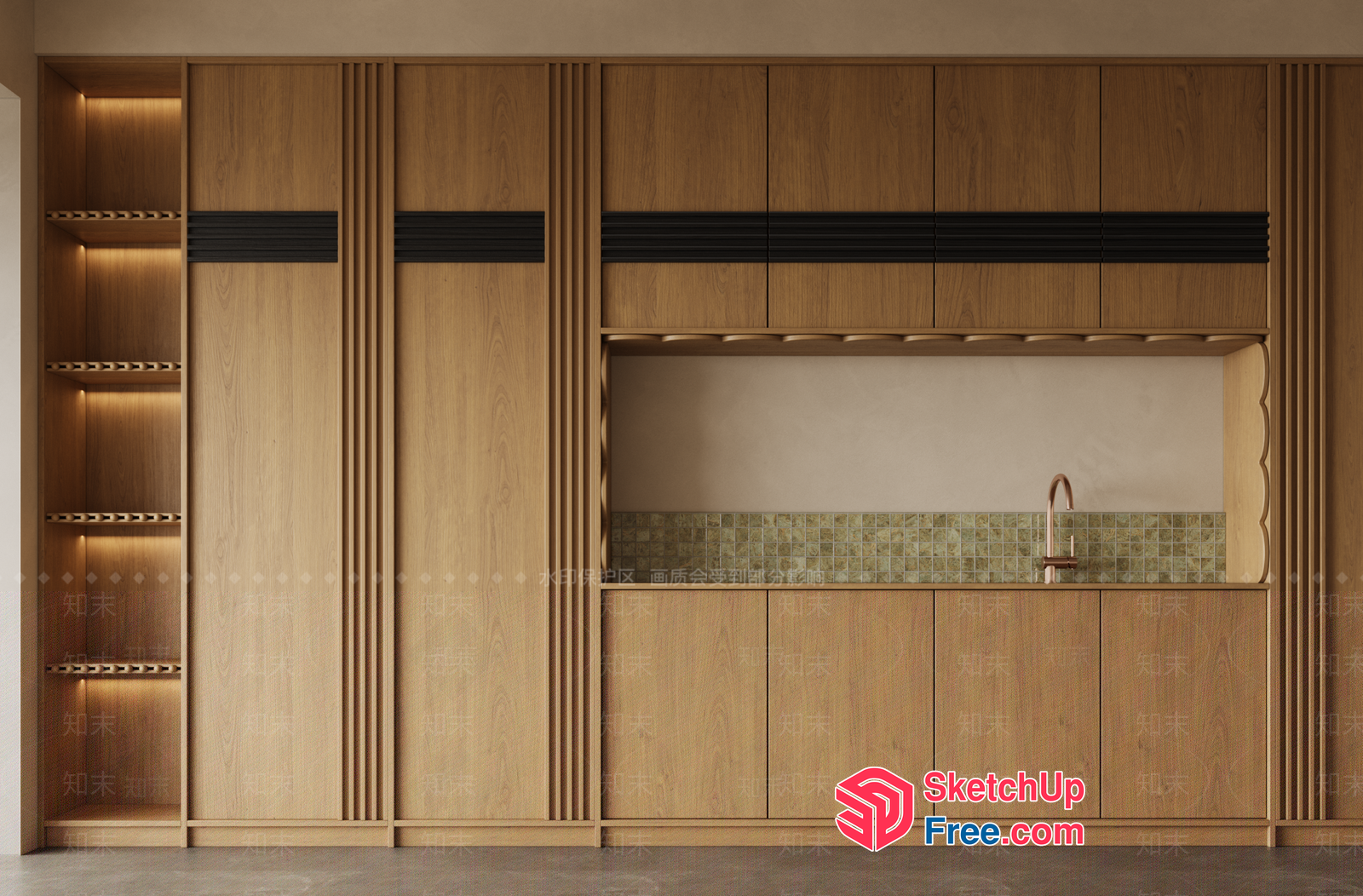 Modern Wood Kitchen Decor 3D SketchUp File