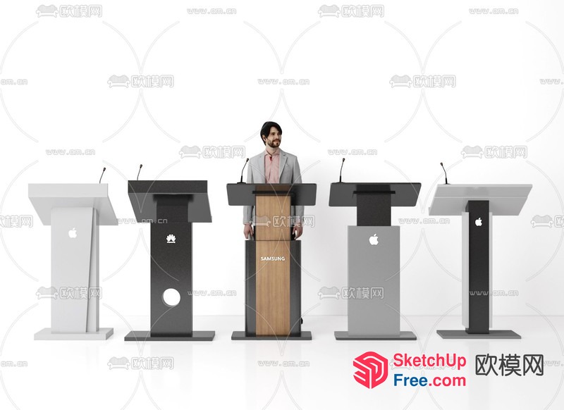 Modern Podiums With Apple And Samsung Logos 3D SketchUp File