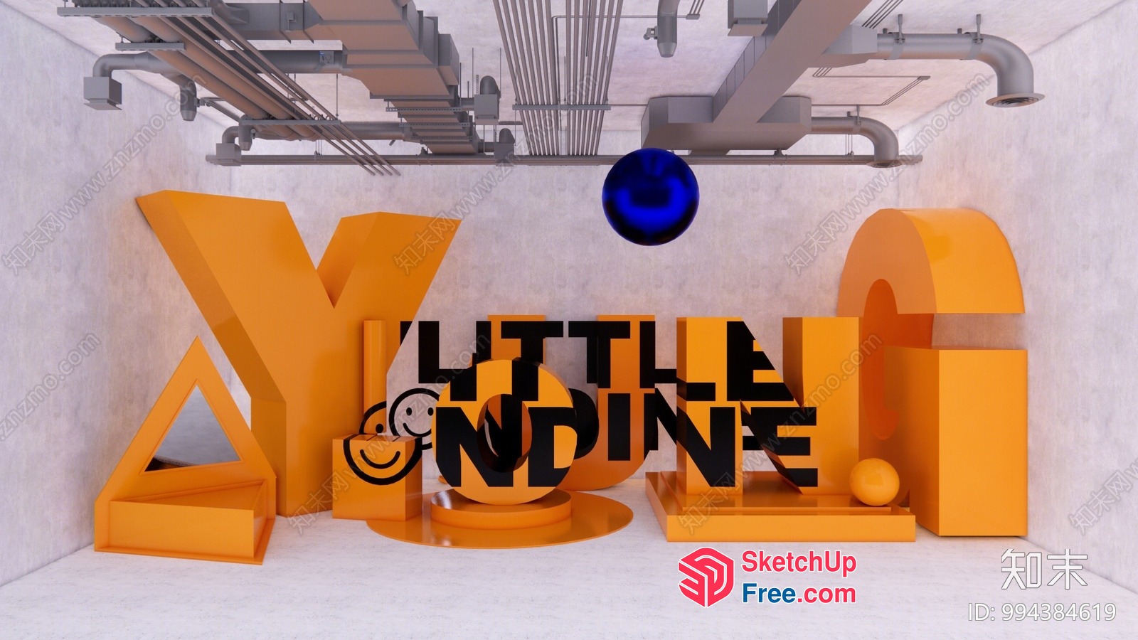 Modern Industrial Interior Space 3D SketchUp File