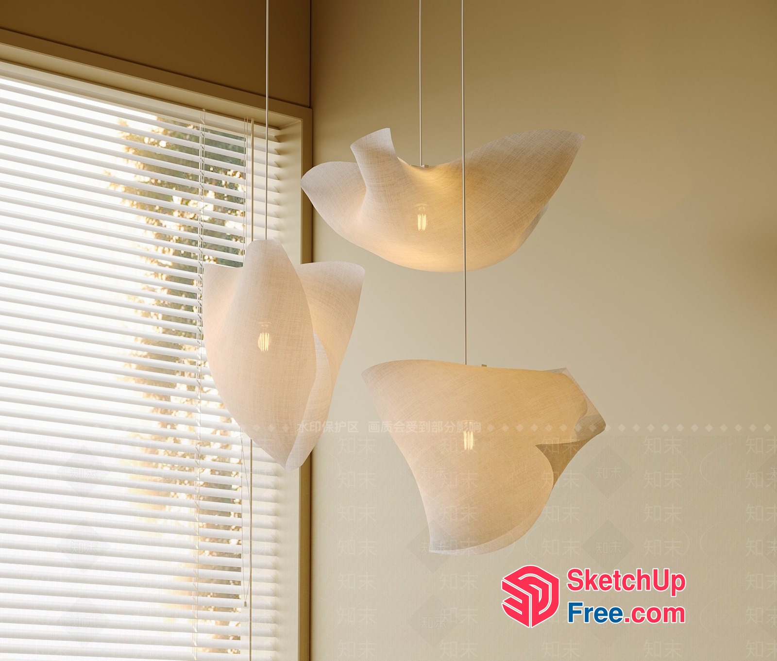 Hanging Japanese-Style Lighting Fixtures 3D SketchUp File