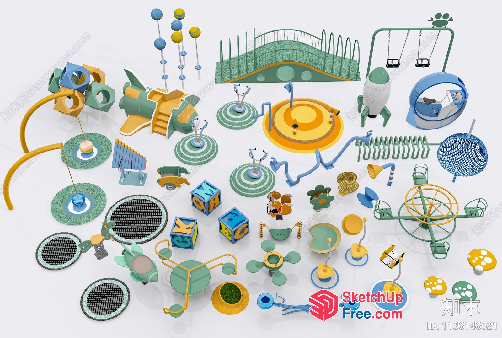 Colorful 3D Model Of Playground Equipment 3D SketchUp File