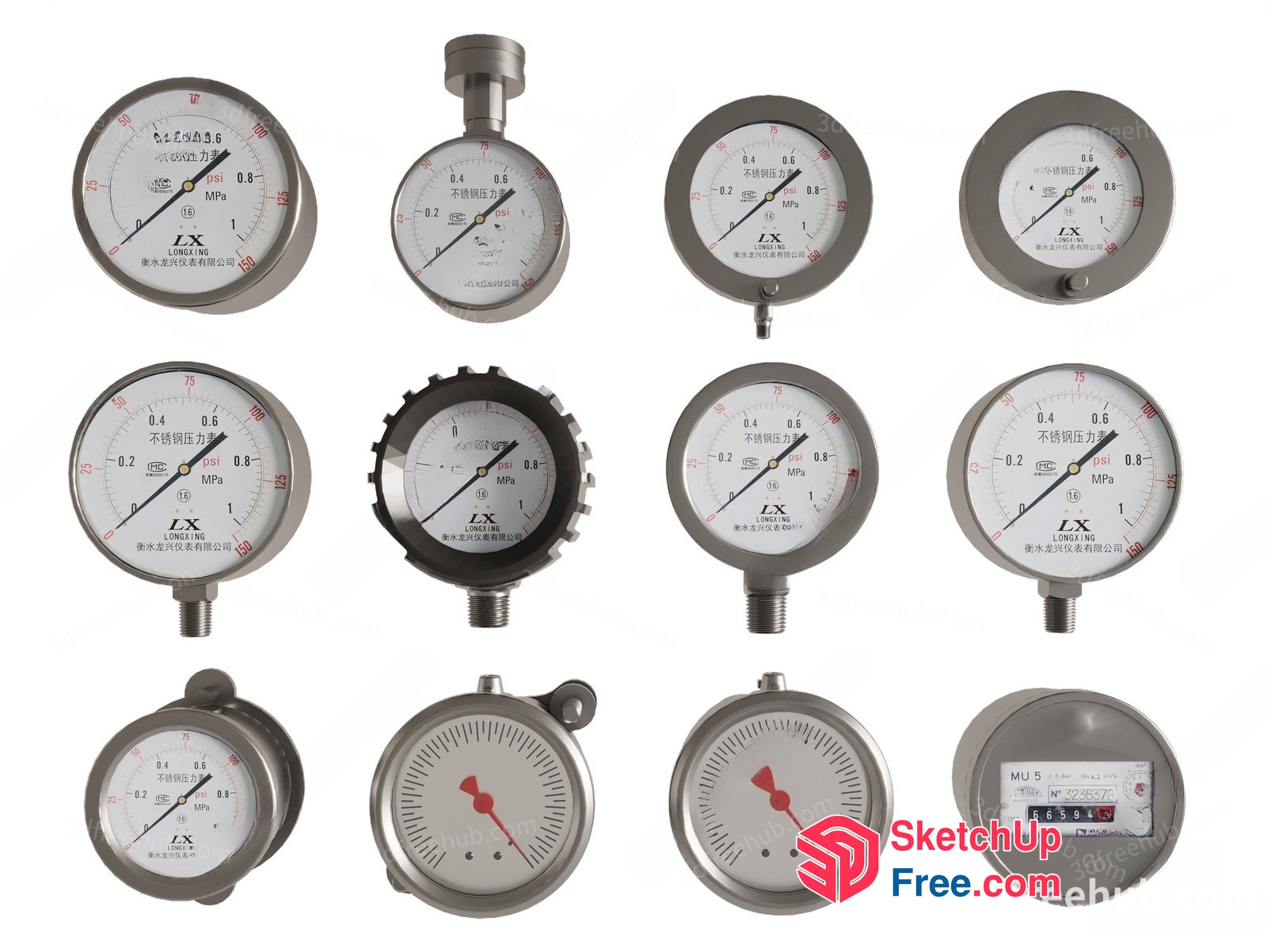 Collection Of Vintage Gauges 3D SketchUp File