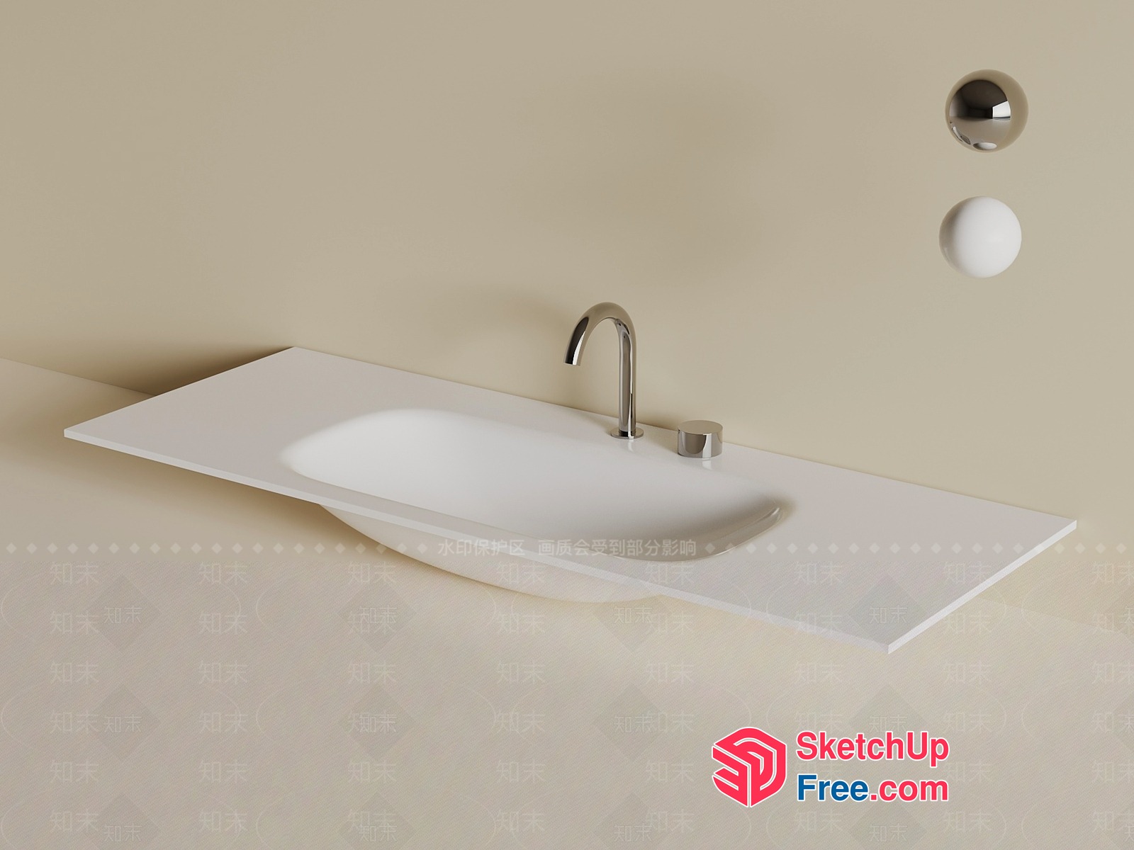 Modern Minimalist Bathroom Sink With Faucet 3D SketchUp File