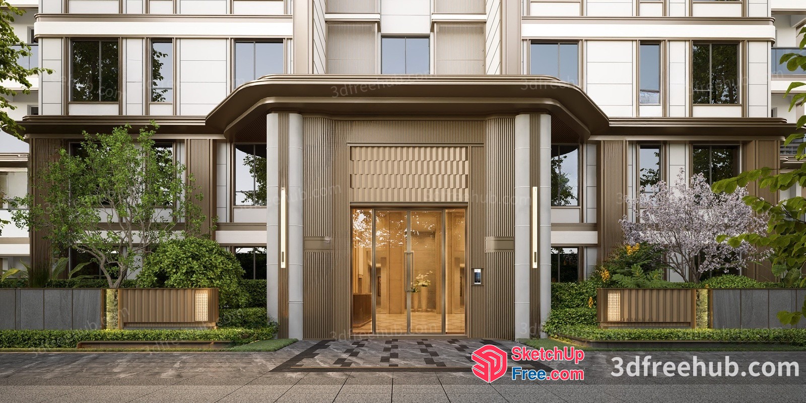Luxurious Modern Building Exterior 3D SketchUp File