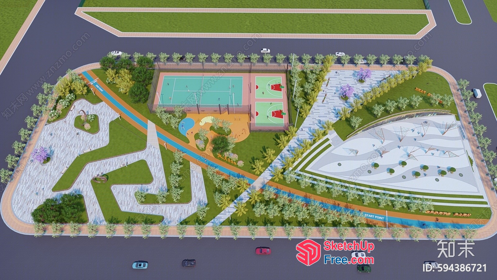 Modern Park And Recreation Center 3D SketchUp File