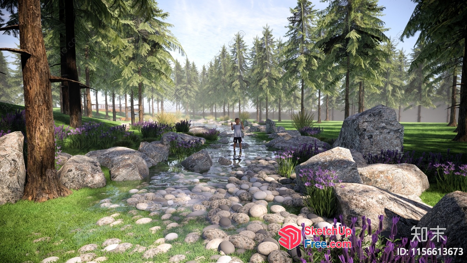 Serene Forest Stream 3D SketchUp File