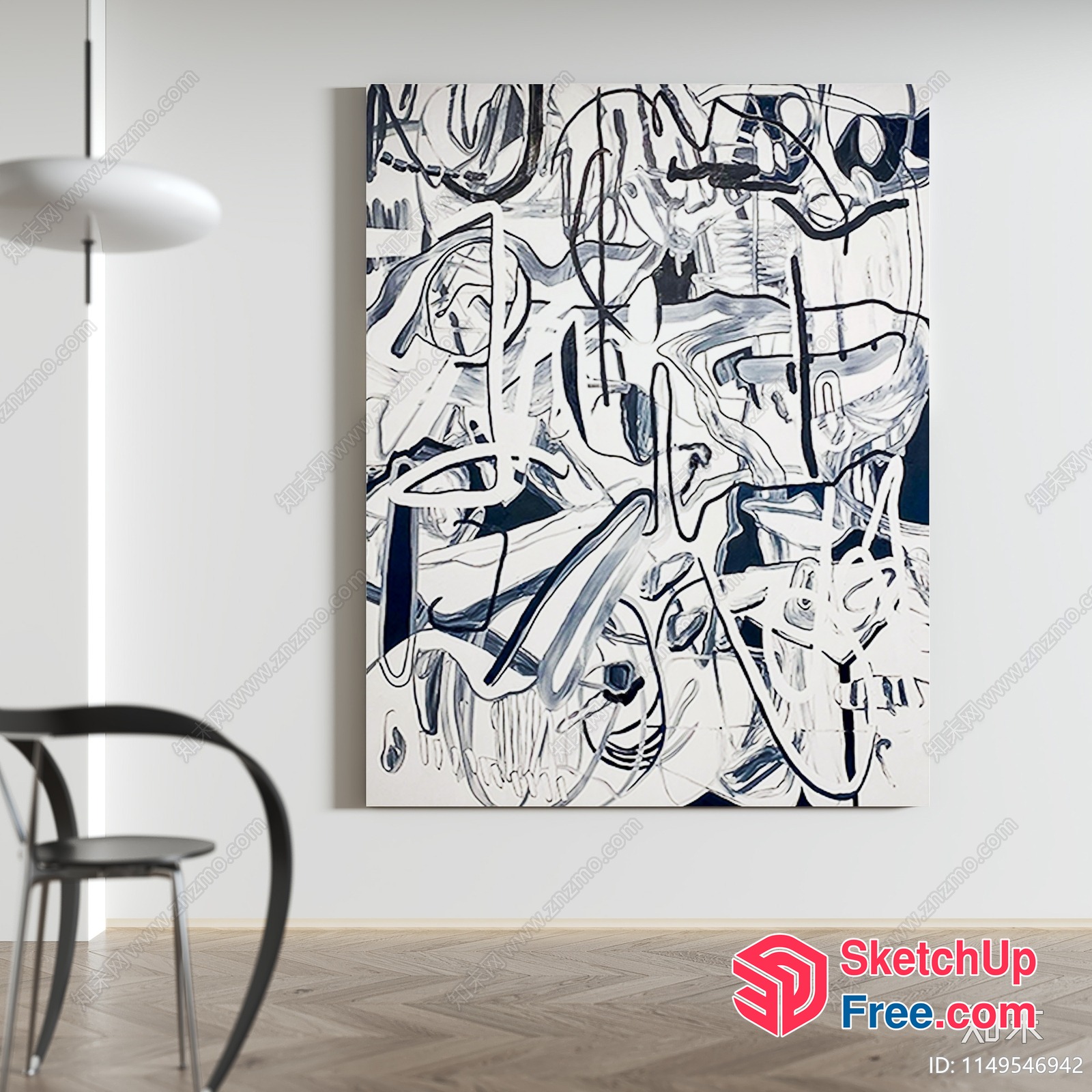 Abstract Art Piece In A Modern Interior 3D SketchUp File