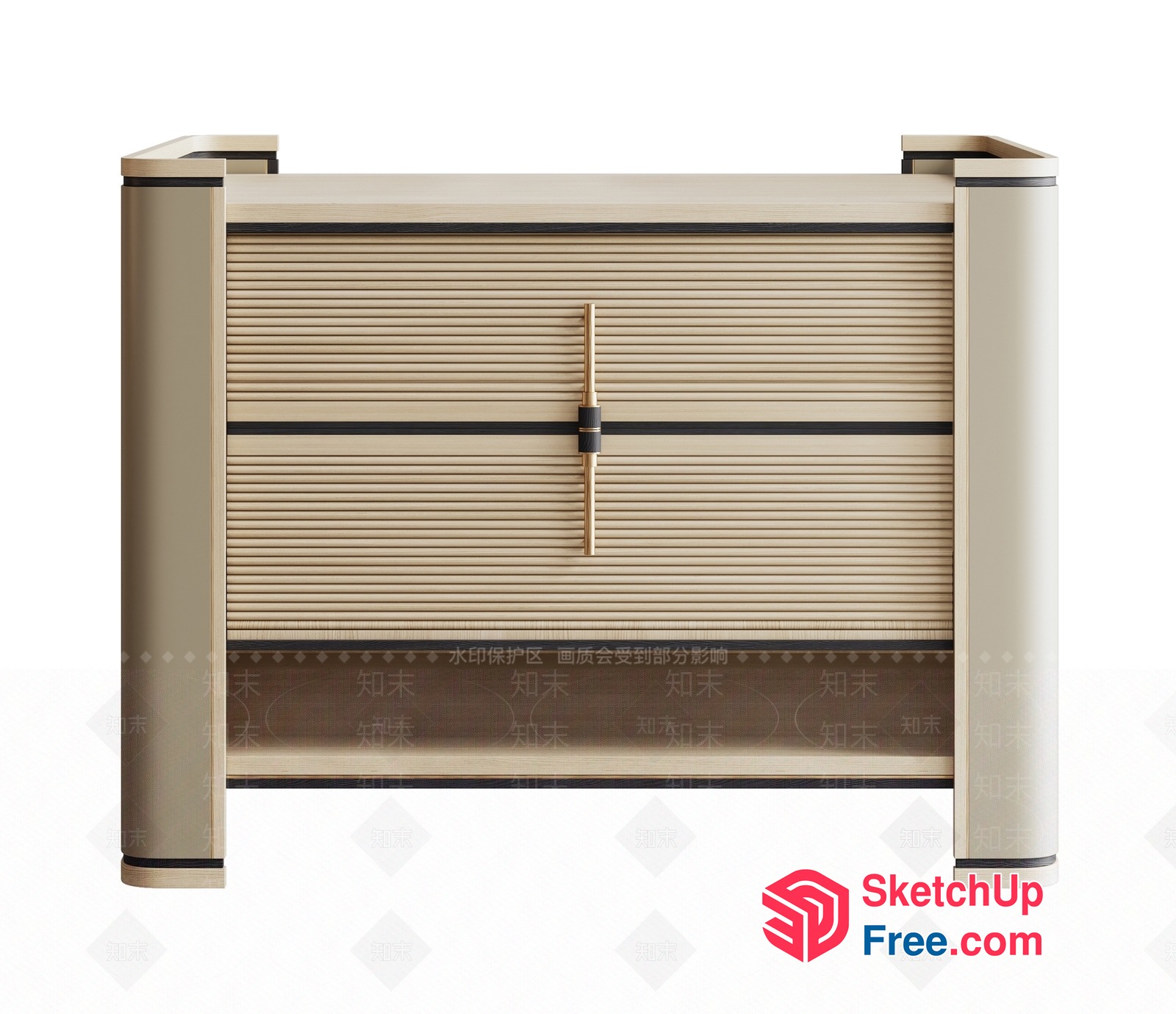 Modern Style Door With Horizontal Blinds 3D SketchUp File