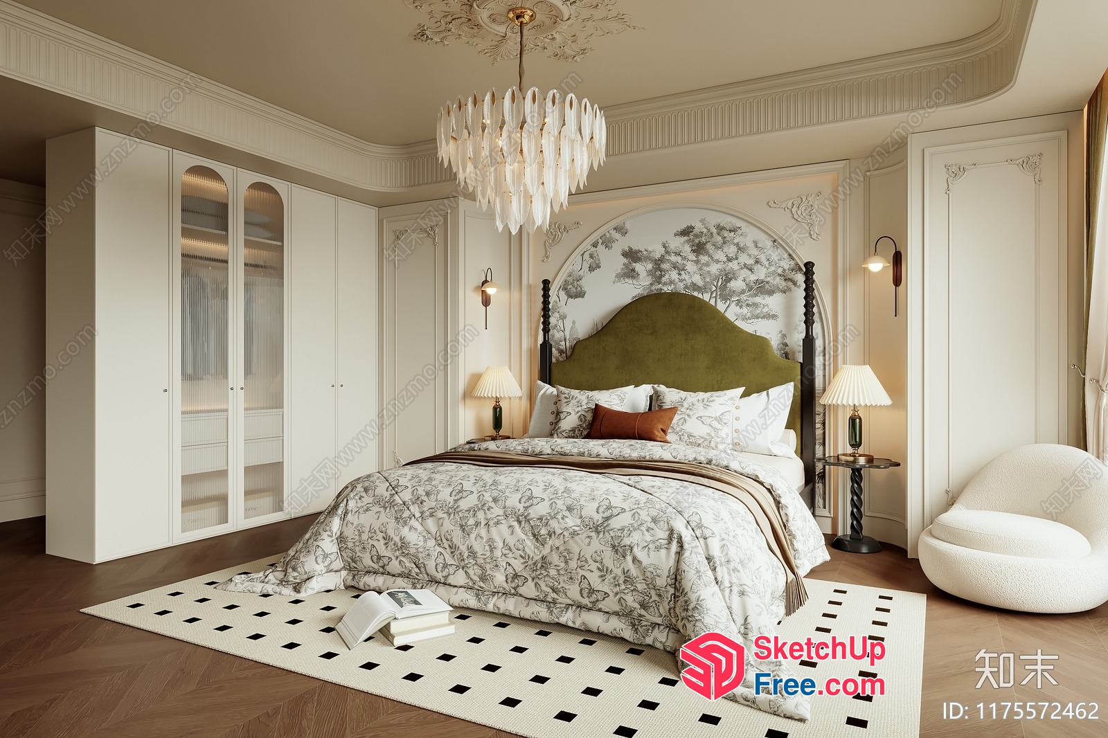 Elegant And Luxurious Classic Style Bedroom 3D SketchUp File